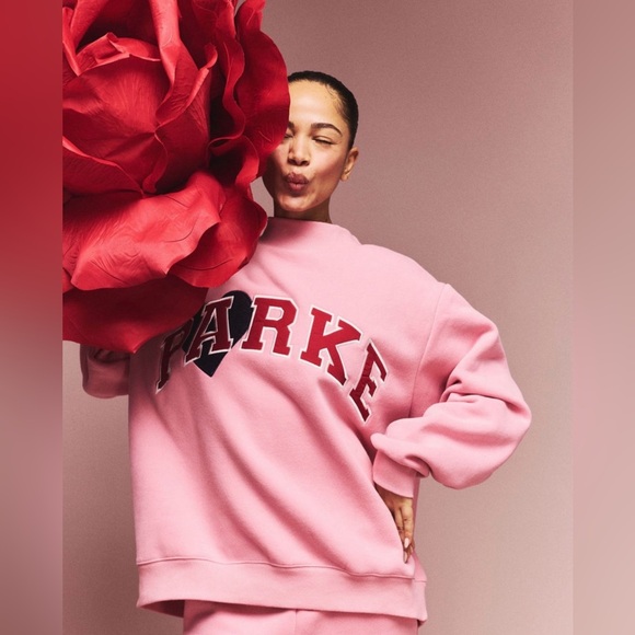 NWT Parke 2026 Valentine’s Day Jean Heart Varsity Mockneck Sweatshirt Size XXL - Picture 2 of 8